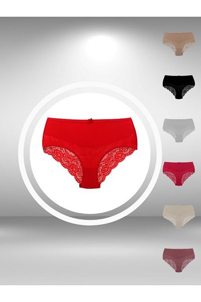 ŞahTan High Waist Cotton Lace Detailed Large Size Women's Panties