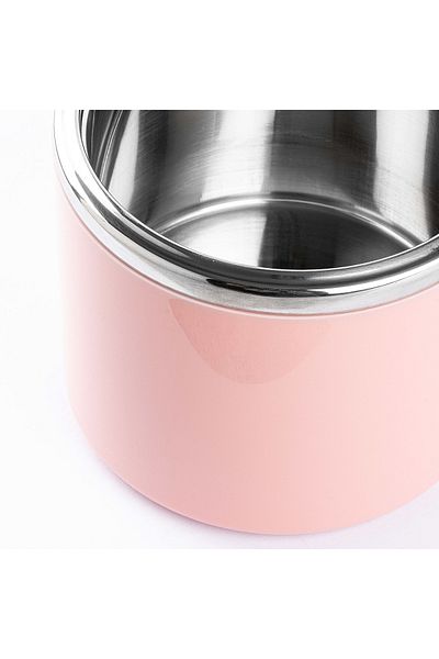 Tantitoni 036-01-TEDEMEI PINK STAINLESS STEEL ROUND FOOD CARRY CONTAINER 630ML
