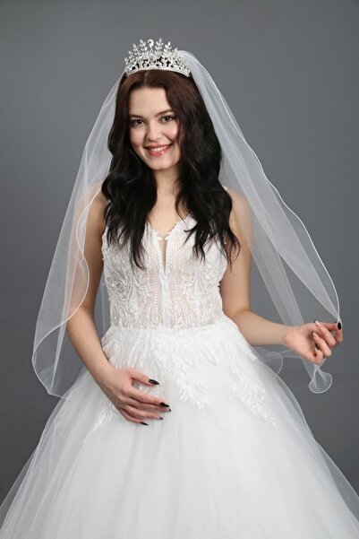 paris in paris طرحة فستان الزفاف طبقة واحدة أوف وايت طول 90 سم فستان الزفاف و...