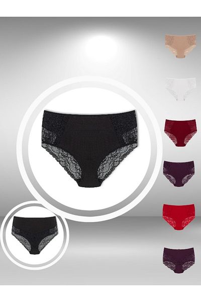 ŞahTan Cotton Large Size Women's Panties with Lace on the Front and Back