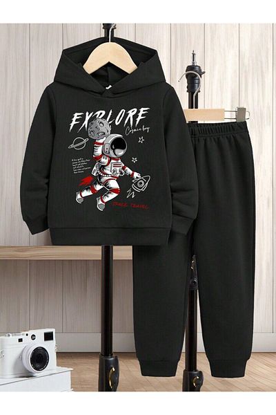 AMMA Children's Printed Bottom Top 3 Thread Sweatshirt Tracksuit Set