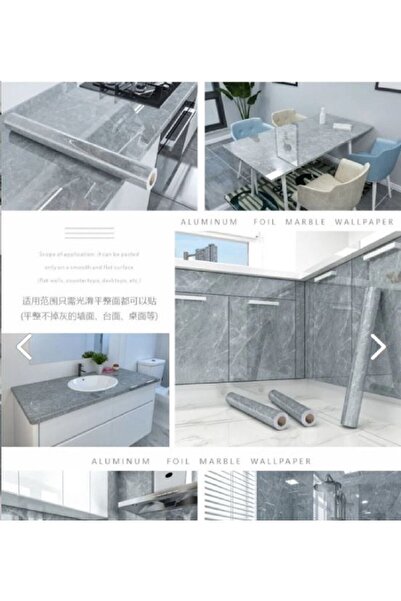 Genel Markalar Mermer Desenli Mutfak Tezgah Üstü Fayans Kaplama Yapışkanlı Folyo 5 Metre