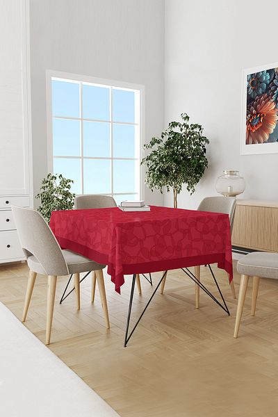 Moud's Hearts Patterned Suede Carefree Tablecloth