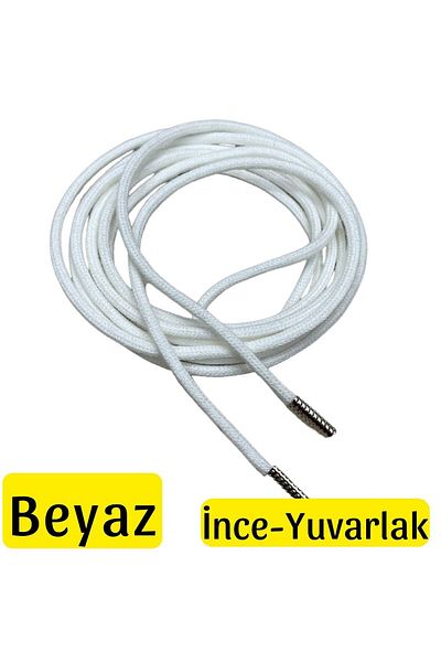 ipekbazaar 150 Cm Round Laces, 60cm-350cm Desired Length Metal Tip Corded Shoelaces, 1 Pair