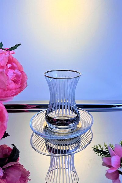 DECOSTYLE Pasabahce 12 Piece Silver Decorated Incebelli Tea Set