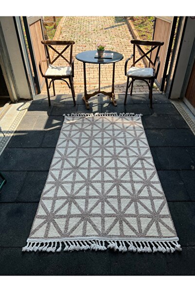 Rugs Modern Halı Bukle Bk-315Çift Taraflı Kolay Kullanım Temizlenen Hav Toz Vermez Dokulu Etnik Bej Örgü Desen Halı