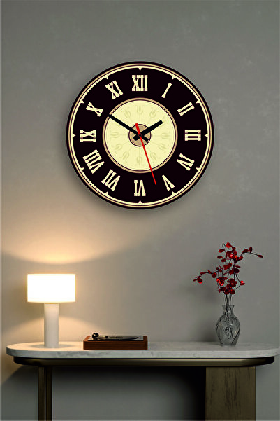 Teknograf ساعة حائط مزخرفة خشب ام دي اف