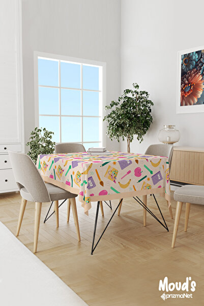 Moud's مفرش طاولة دائري من جلد الغزال بتصميم كريمي وقلم رصاص