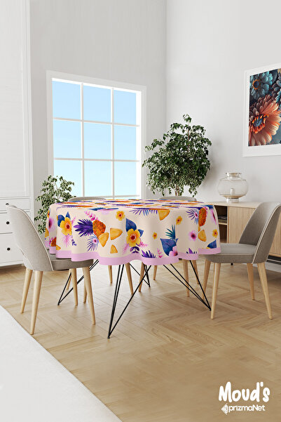 Moud's Šareni ananas i Cvetni dezen rundi Antilop Bez brige Stolnjak