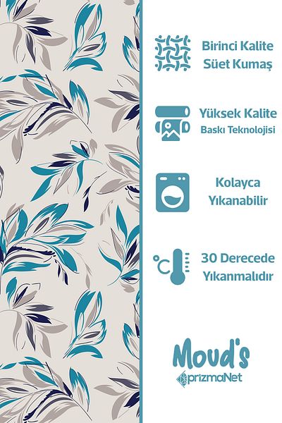 Moud's Синя велурена покривка за маса с флорални мотиви Carefree