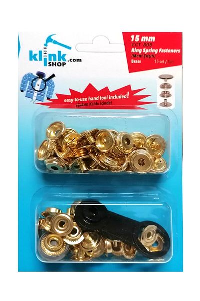 Klinkshop 15 Mm Thick Coat Snap Hammer Application Apparatus And Gold Color 15 Pieces Snap Kit - Stainless