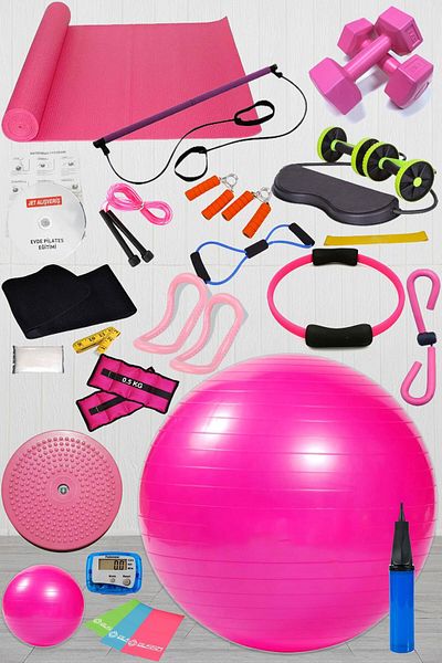 Jet Pilates Set - All Inclusive, Plates Set, Ball Cushion Circle, Dumbbell Weight, Studio Resistance Rubber