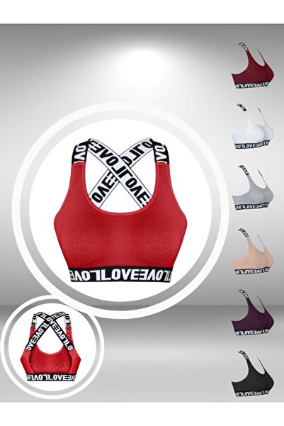 ŞahTan Love Rubber Cotton Cross Strap Women's Bustier with Pads