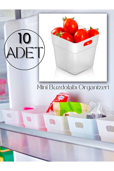 ERKUGO Set of 10 Kitchen Organizer - Refrigerator, Door Organizer and Organizer Box