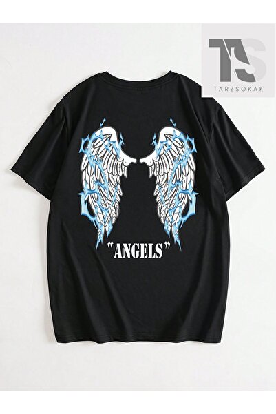 Tarzsokak Μαύρο πλεκτό μπλουζάκι με σχέδιο δράκου και στρογγυλή λαιμόκοψη