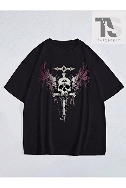 Tarzsokak Erkek İskelet Desenli Kısa Kollu Tişört