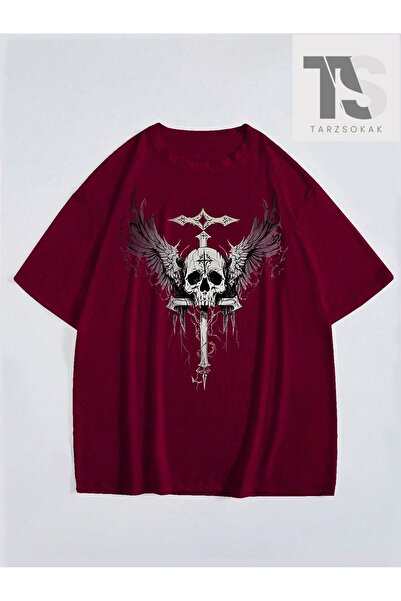Tarzsokak Erkek Kafatası Baskılı Kısa Kollu Tişört