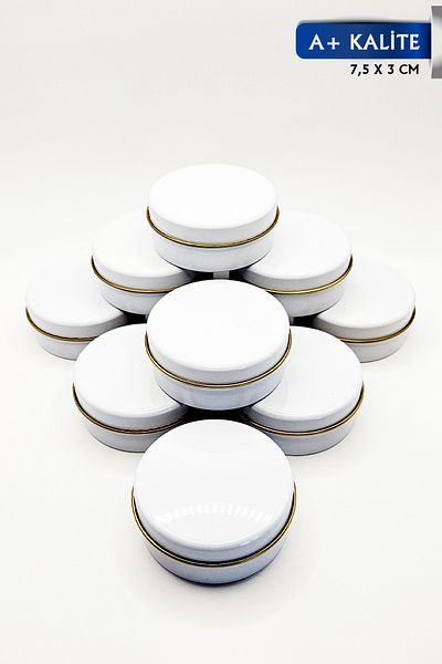 FANTASTİK SANAT ATÖLYESİ 10-Piece Metal Tin Decorative Candle Soap Jewelry Accessory Gift Storage Box - 7.5 cm x 3 cm
