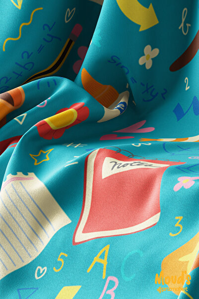 Moud's Turquoise School Patterned Suede Carefree Tablecloth
