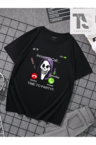 Tarzsokak Мъжка тениска с кръгла яка с принт на патица и буква от анимационен...