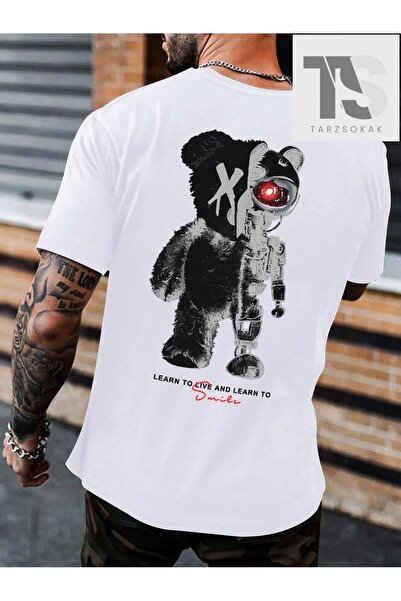 Tarzsokak Tricou grafic cu urs și slogan pentru bărbați