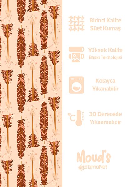 Moud's Кафява бохемска велурена покривка за маса Carefree с шарки