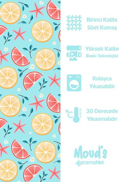 Moud's Велурена покривка за маса Carefree с мотиви на лимон и морска звезда