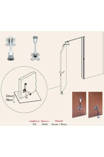 Gürçay Door Holder Buffer Matte Chrome