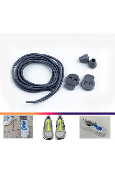 AiryFooT Smart Laces, Practical Elastic Shoelaces 100 Cm (Grey)