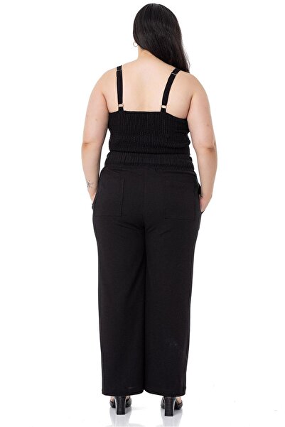DISENTIS MODEST Plus Size Bustier Trousers Black Double Set