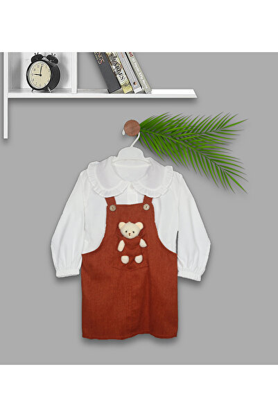 ÖZGÜL BEBE CEPLİ AYICIKLI KADİFE ELBİSE