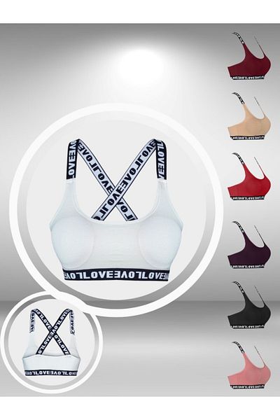 ŞahTan Love Elastic Cross Strap Sports Bra