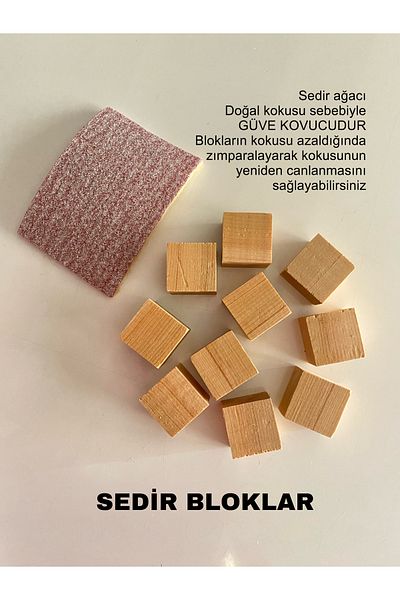 MSAĞWOODS Natural Moth Repellent Cedar Wood 12-Piece Cube – Natural Naphthalene Alternative, Breath-Opening