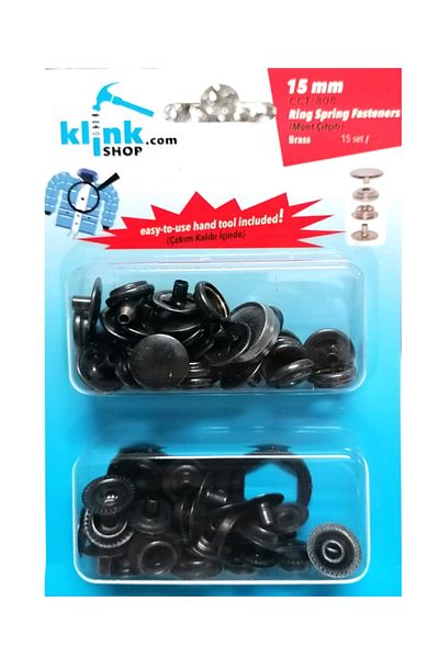 Klinkshop 15 Mm Thick Coat Snap Hammer Application Apparatus And Black 15 Pieces Snap Kit - Stainless Brass