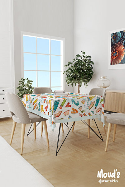 Moud's Renkli Kalemler Sayılar Desenli Süet Dertsiz Masa Örtüsü