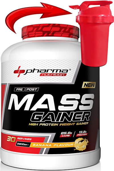 Pharma Nutrition Mass Gainer 3300 Gr Muz Aromalı Kilo Kas Karbonhidrat Tozu H...