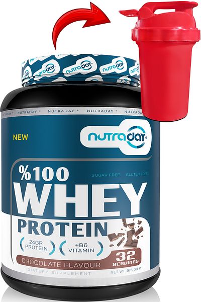 nutraday 976 gr Chocolate Flavored Whey Protein - 24 grams of 32 Servies