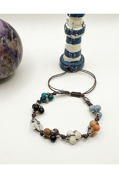 GİZEMLİ DOĞAL TAŞ Bracelet Low Star Moonstone Apatite Tourmaline Sunstone Najaf Quartz