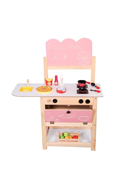 Masal Oyuncak Ahşap Mutfak Seti Pembe