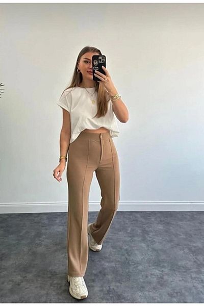 ElitWear Παντελόνι Palazzo με εξαιρετικά ψηλόμεσο Lycra