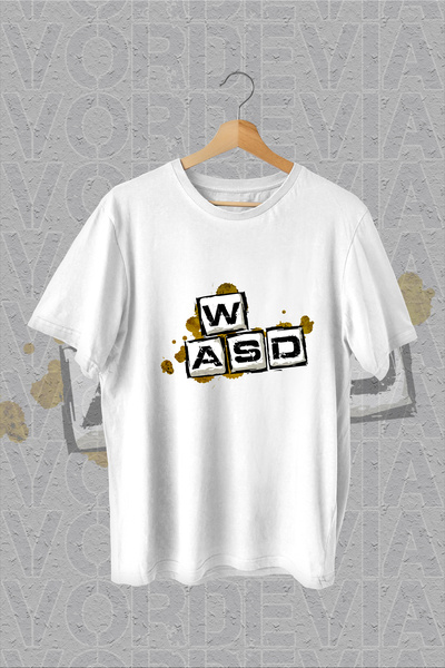 Vordevia WASD - Igrač Štampano Beli Oversize kroj T-shirt