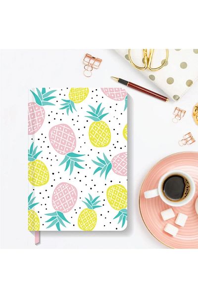 AKILLICA Notebook Striped Hard Cover Notebook 13.5x20 Cm Hardcover Notebook Pineapple