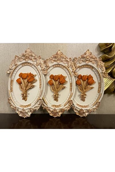 busraconcept Çiçekli Modern Tasarım Duvar Tablosu 3 Lü Set