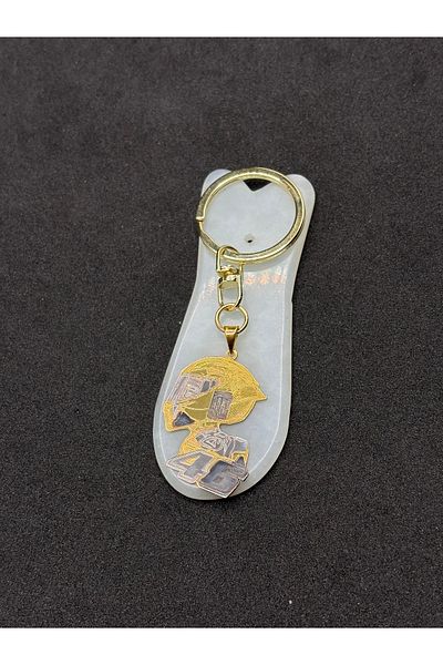 Es Silver Rossi Motorcycle Keychain - Gold Plated Silver - Vr46