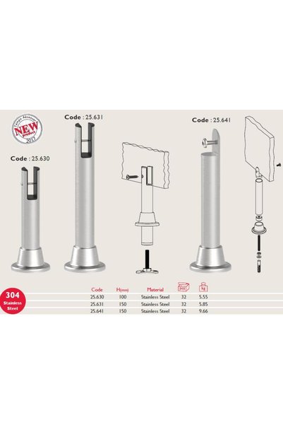 Gürçay Paslanmaz Kabin Ayağı 25.630 15 Cm