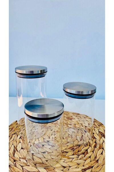 LILY HOME metal kapaklı cam kavanoz set-3boy