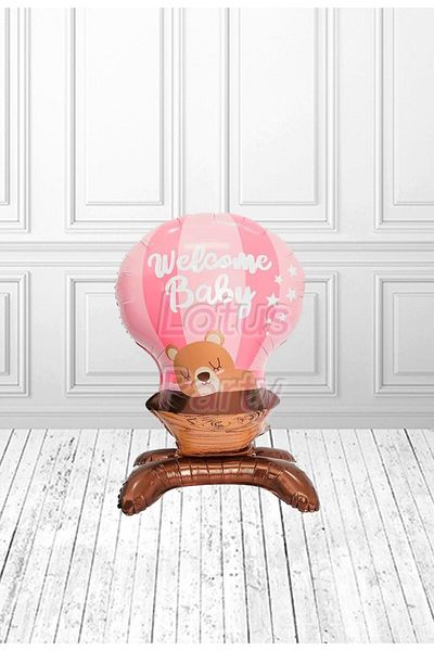 LOTUS PARTY 1 Piece Newborn Hospital Room Decoration Set Baby Girl Footed Pink Welcome Baby Foil Balloon