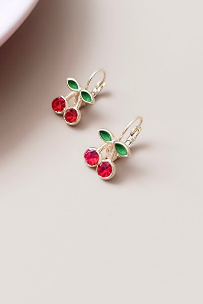 Diloshtrend Design Kadın Küpe Kilitli Kiraz Figür