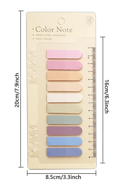 NaSaDAN 10 Colors Pink Shades Transparent Postit with Ruler 200 Sheets