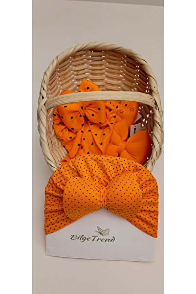 Bilge Trend Βρεφικό καπέλο διπλής στρώσης ελαστικό ύφασμα πουά με φιόγκο